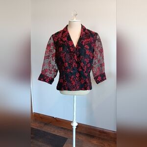 Fancy Floral Top/Jacket with Sheer Sleeves